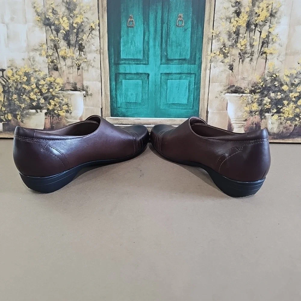 Dansko‎ Franny Loafers Womens Sz 10 Brown Leather Slip On Shoes Comfort Button